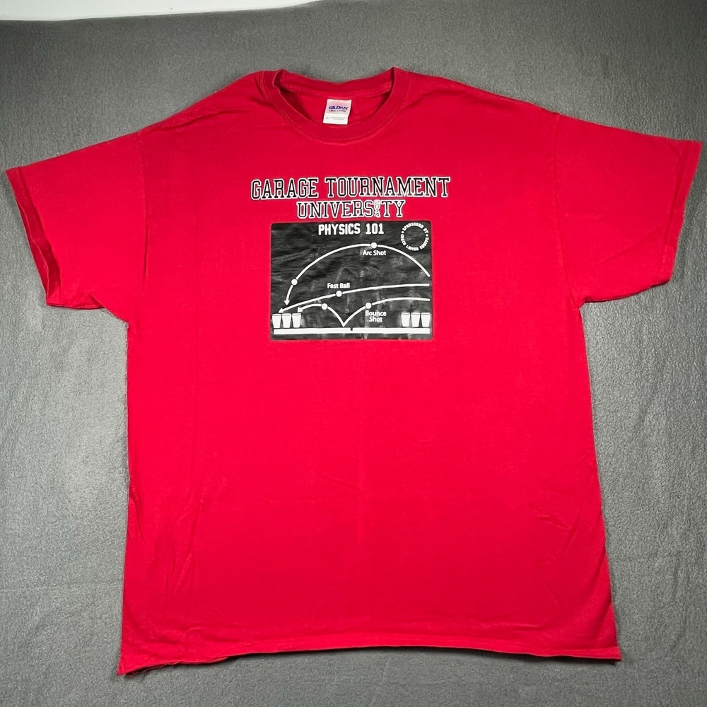 Garage Tournament University "Physics 101" Red Graphic T-Shirt  XL Gildan